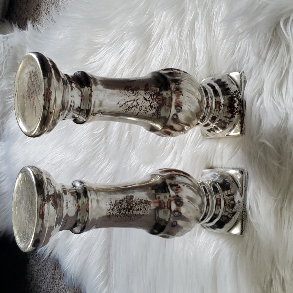 Set of two silver candles holders!
